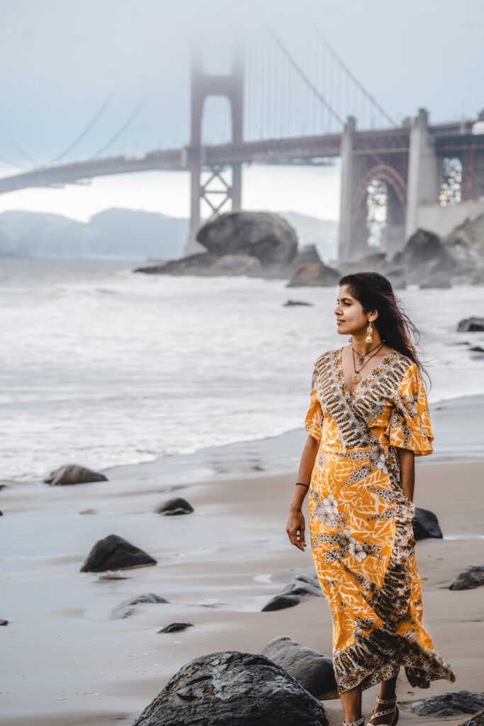 Strolling down Marshall's Beach