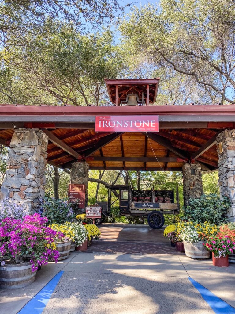 The front entrance of Ironstone Vineyards at Murphys