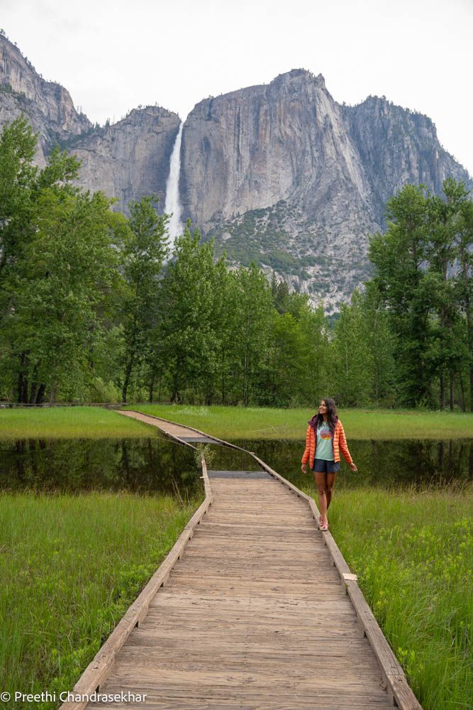 Boardwalk view of Yosemite Falls is one of the many things to do in Yosemite