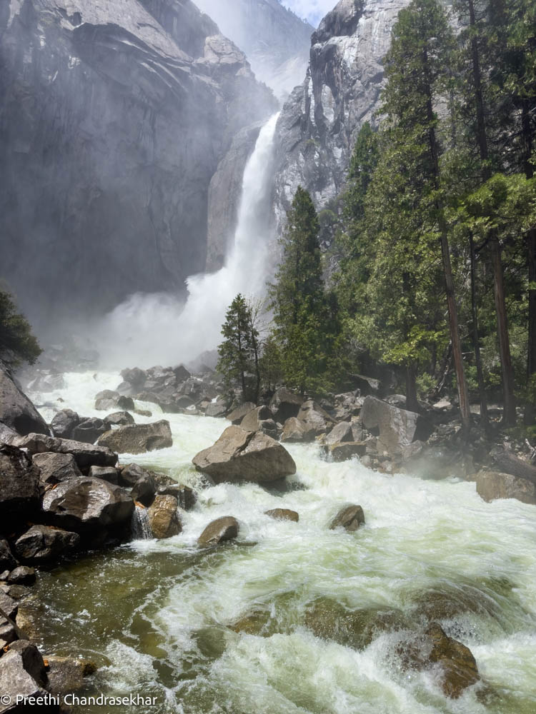 Lower Yosemite Falls at the footbridge