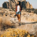 Girl hiking in Smith Rock State Park, Oregon.